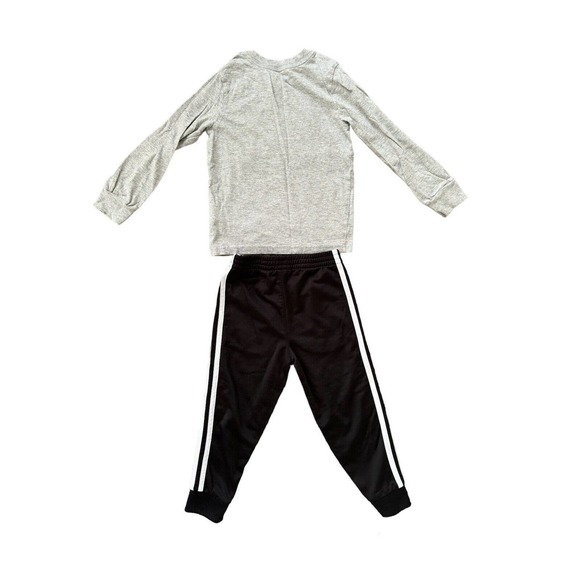 Adidas Boys Kids Long Sleeve Black Track Pants 2 Pcs Set Size 4T - Picture 2 of 3